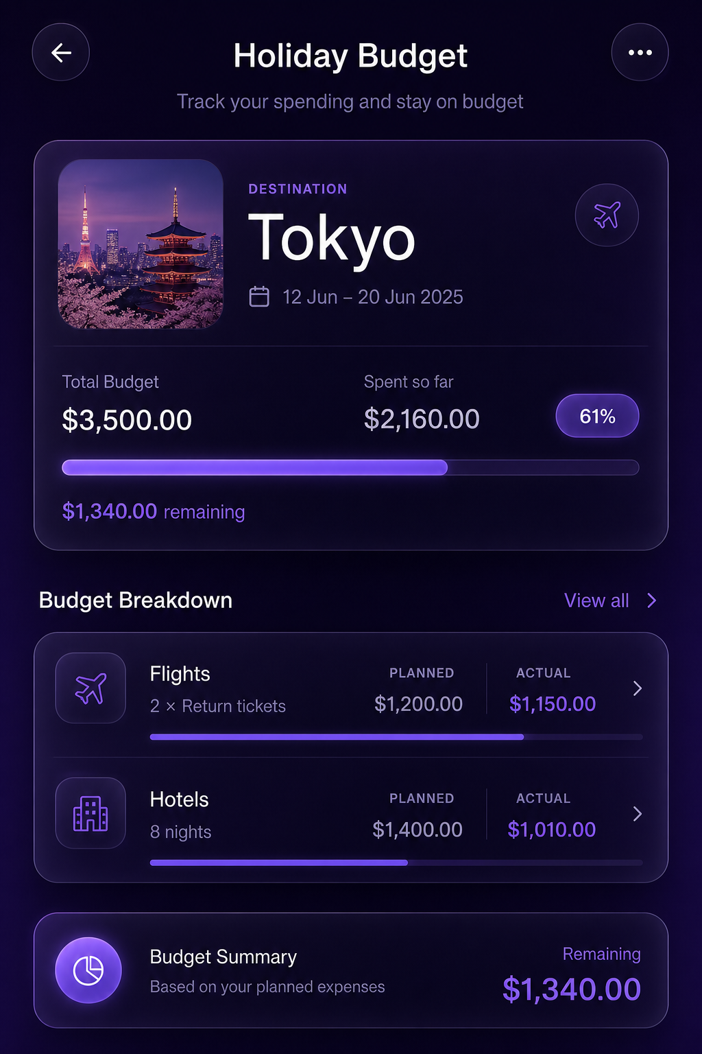 Holiday budget